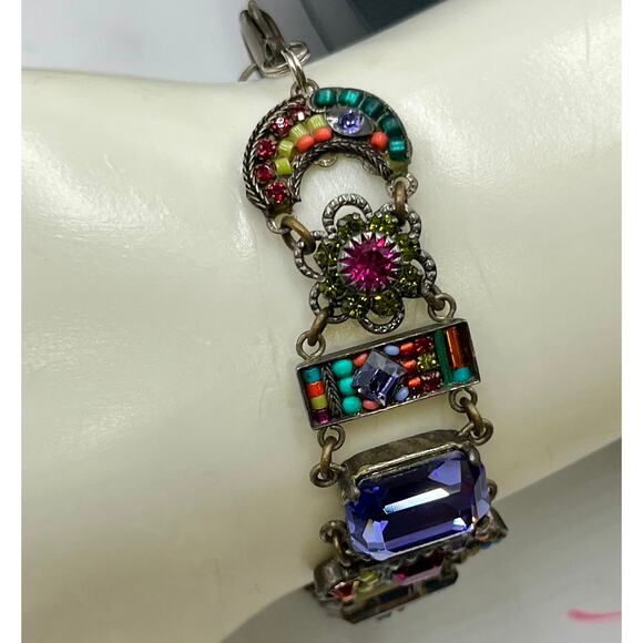 Firefly Elizabeth Signature La Dolce Vita Multicolor Swarovski Antiqued Bracelet - Picture 3 of 11